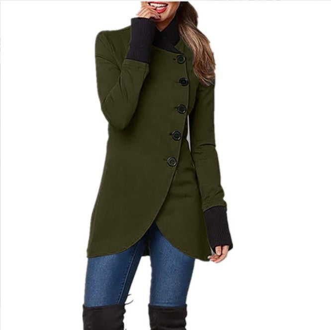 Women's nan asymmetrical long cardigan with button closure and ribbed cuffs Mune Fashion