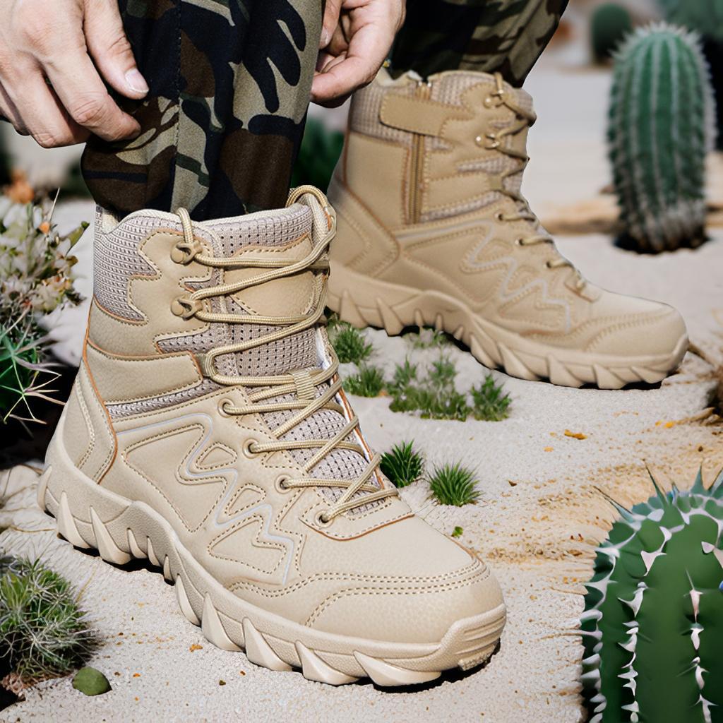 Men's Breathable Desert Deployment Boots with Side Zipper and Profiling Offroad Grip Mune Fashion
