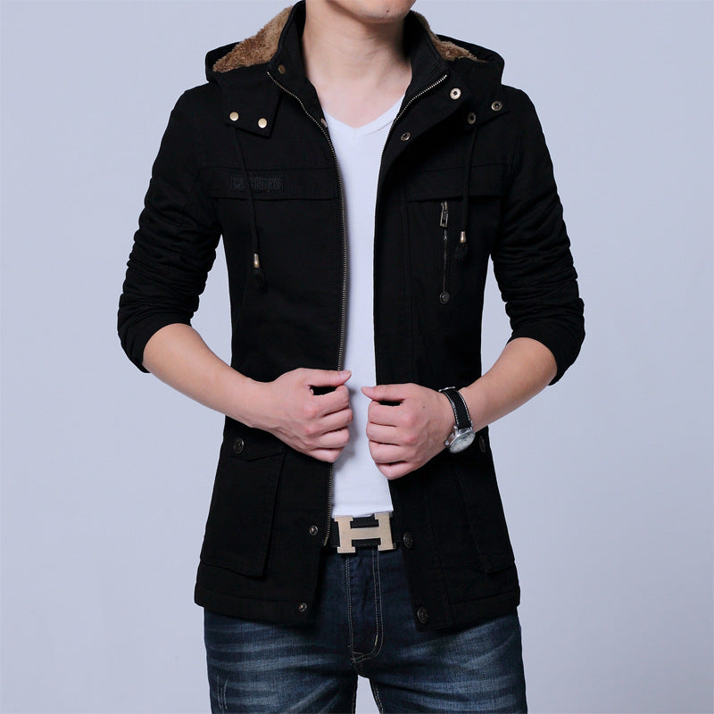 Men's Canvas Utility Parka with Hood and Teddy Lining Mune Fashion