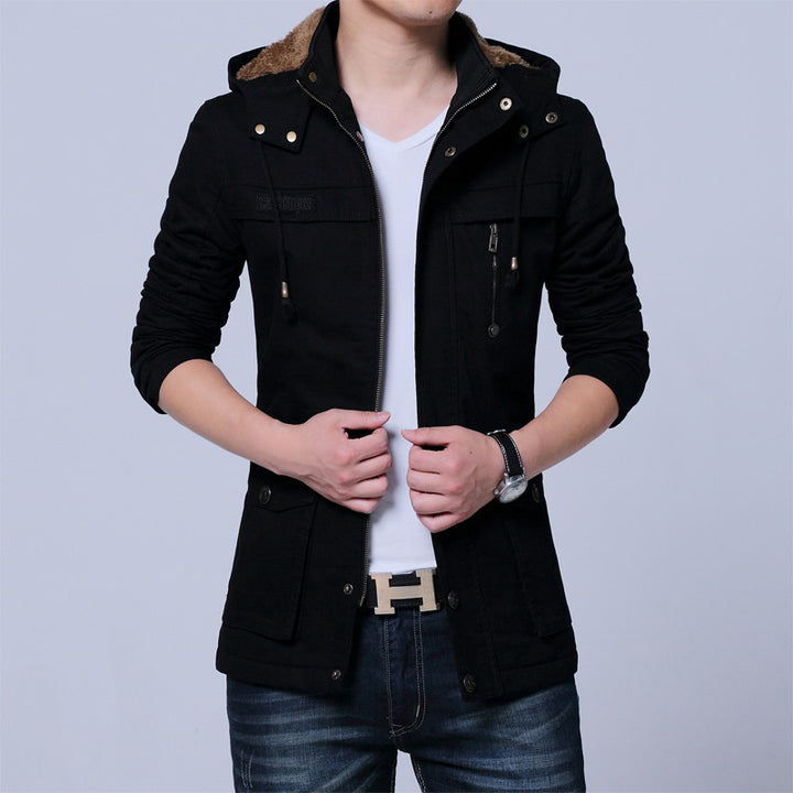 Men's Canvas Utility Parka with Hood and Teddy Lining Mune Fashion