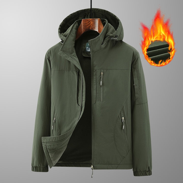 Men's Lightweight Wind and Thermal Softshell Jacket with Hood, Fleece Lined & Multi-functional Pockets Mune Fashion