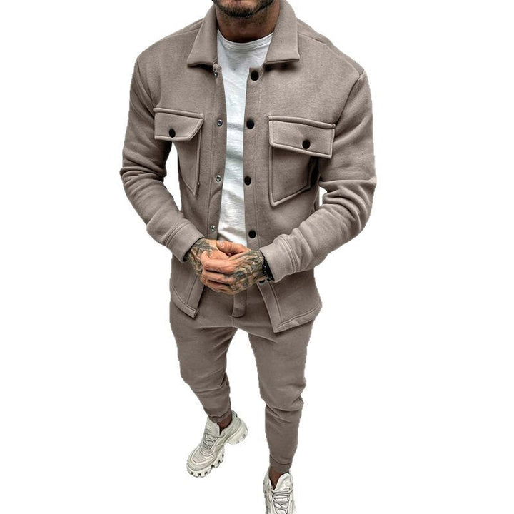 Men's overshirt and jogging pants set with patch flap pockets, ergonomic cut, and elastic waistband Mune Fashion