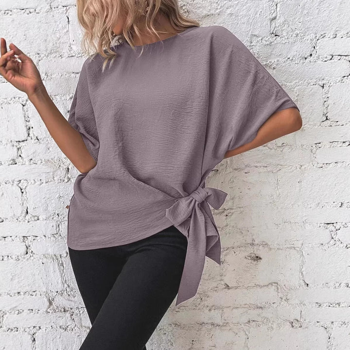 Women's Oversize Blouse with Side Tie and Batwing Sleeves Drune