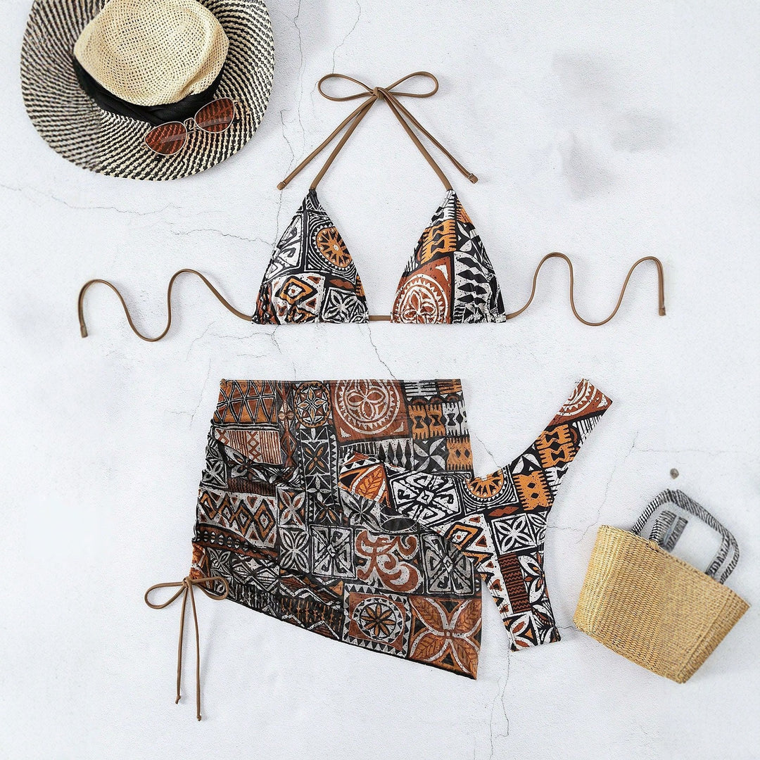 Ladies Triangle Bikini with adjustable wrap skirt Mune Fashion