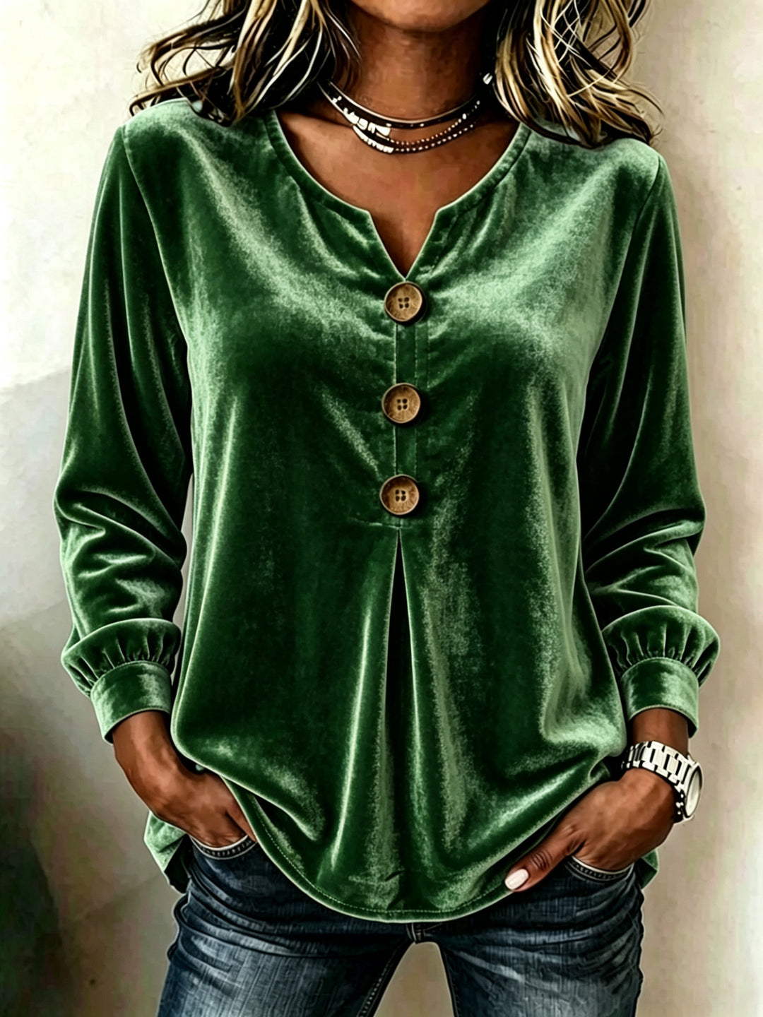 Ladies Elegant and Comfortable Velvet Blouse Mune Fashion