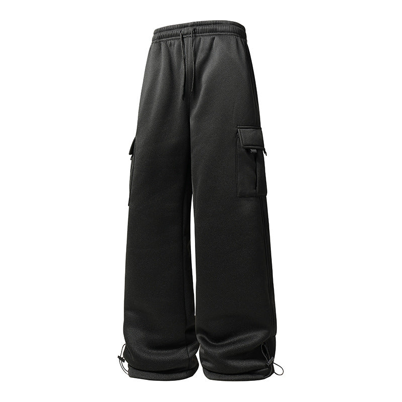 Men's Wide Cargo Jogging Pants with Thermofleece, Drawstring Waistband & Adjustable Leg Openings Mune Fashion