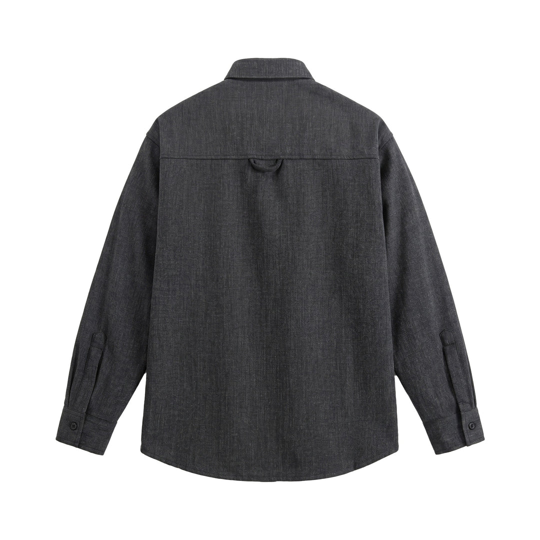Men's Oversized Shirt Jacket in Light Denim Look with Visible Decorative Seams Mune Fashion