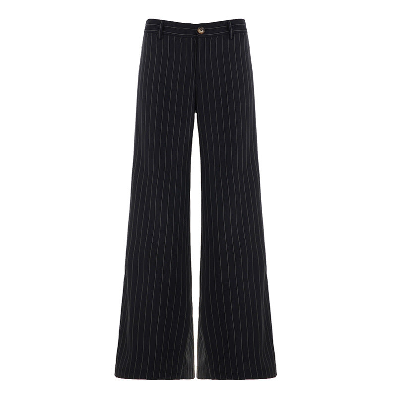 Women's tailored pinstripe palazzo pants with high waist, crease and wide leg Mune Fashion