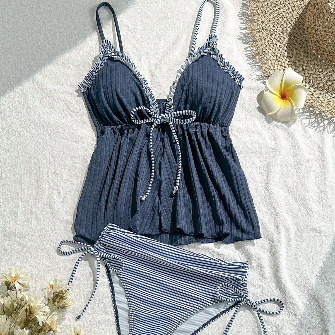 Women's Casual Swimwear Tankini with Ruffle Details Mune Fashion