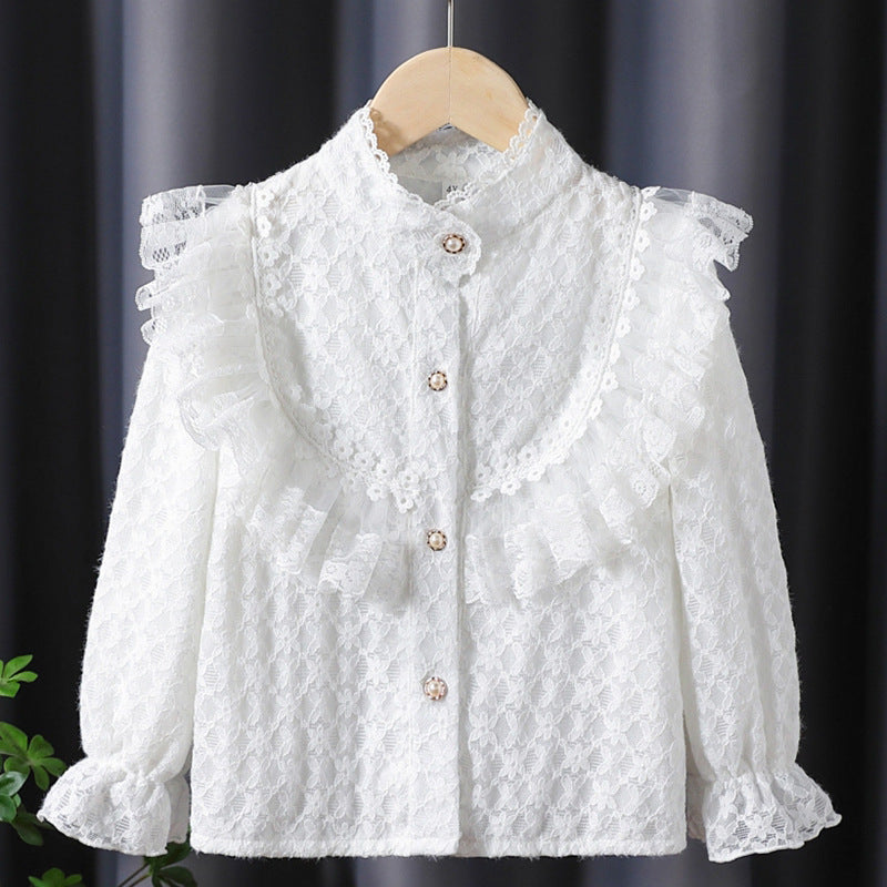 Women's Ruffle Blouse with Lace Accents Mune Fashion