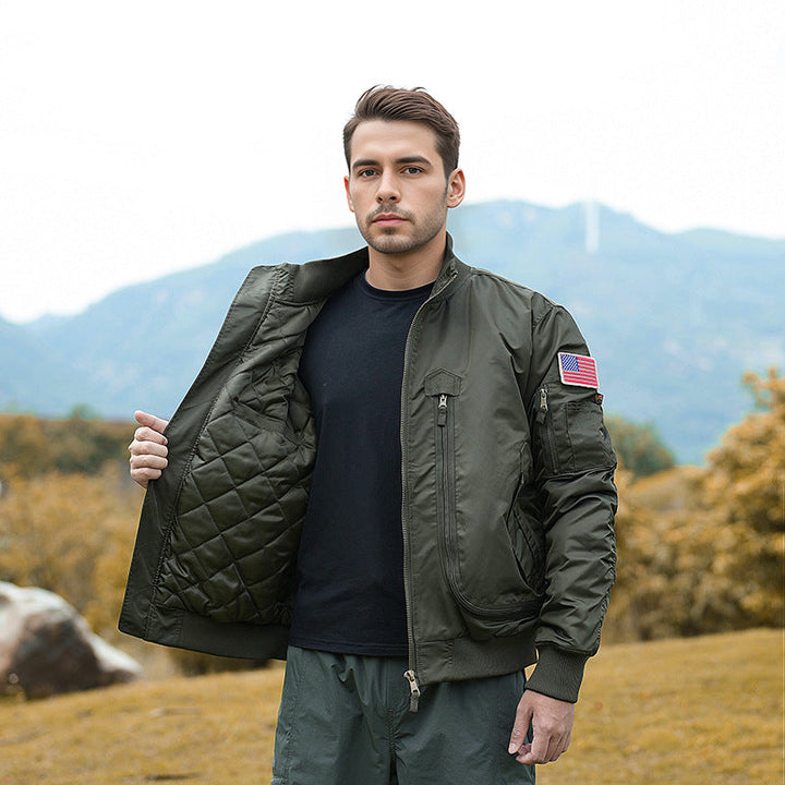 Men's Stylish Bomber Jacket with Insulating Inner Lining and Practical Pockets Mune