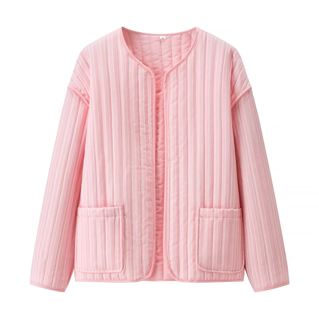 Women's Quilted Transition Jacket with Round Neckline, Light Padding and Patch Pockets Mune Fashion
