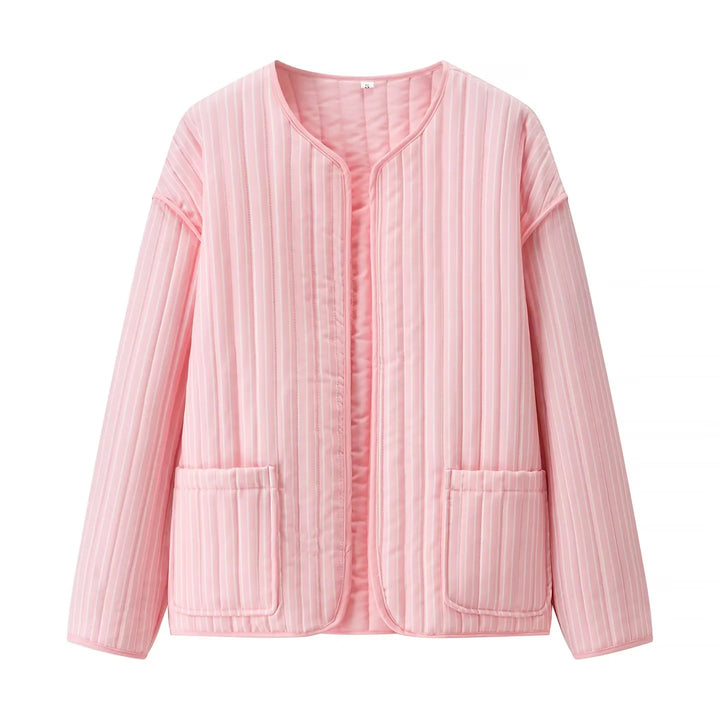 Women's Quilted Transition Jacket with Round Neckline, Light Padding and Patch Pockets Mune Fashion