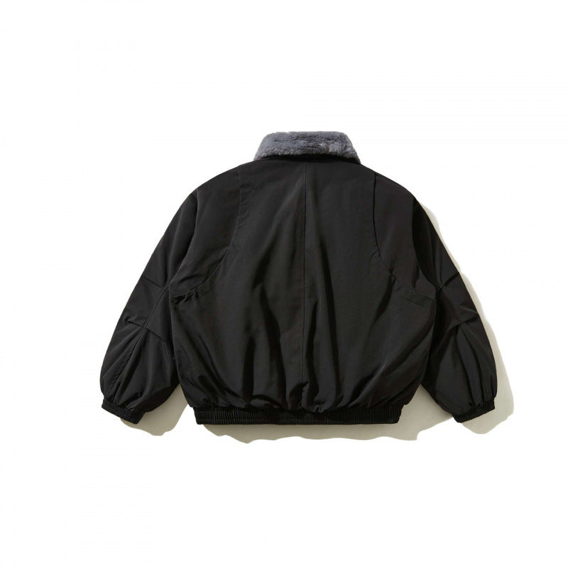 Men's short-cut quilted bomber jacket with fixed faux fur collar and tailored hem Mune Fashion