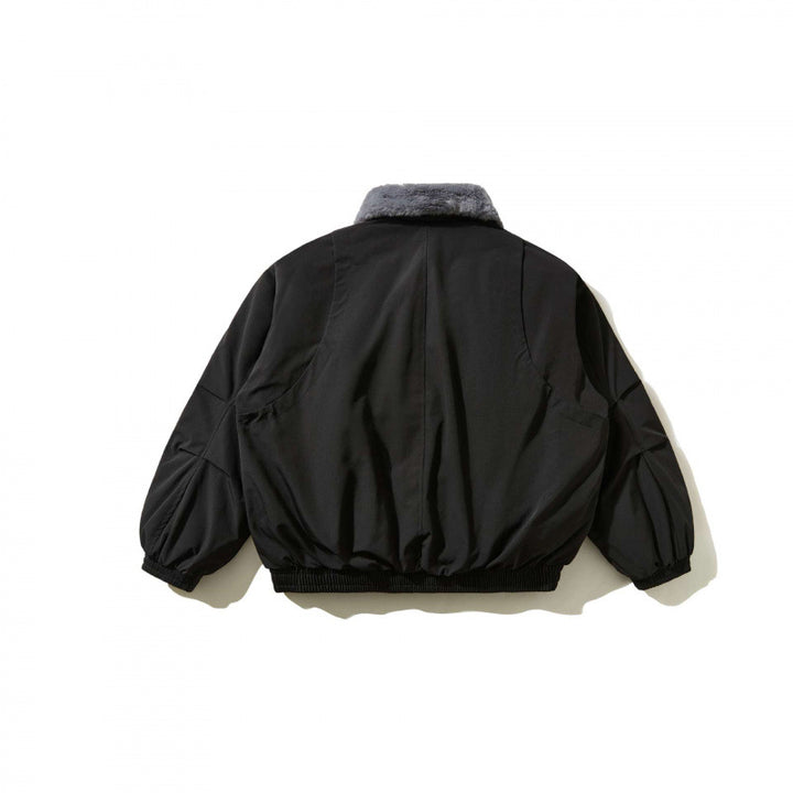 Men's short-cut quilted bomber jacket with fixed faux fur collar and tailored hem Mune Fashion