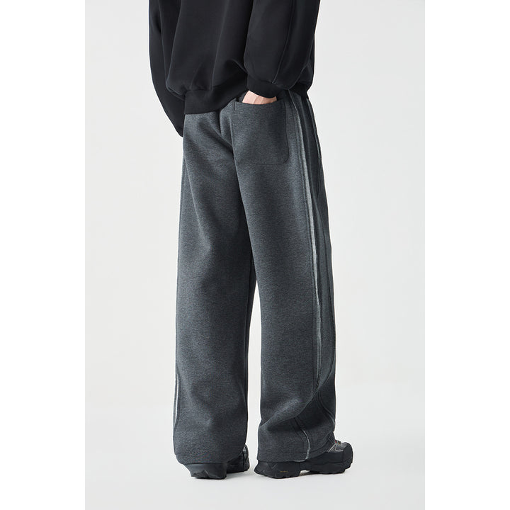 Women Relaxed-Fit Culotte Sweatpants with High Elastic Waistband and Contrast Piping Mune Fashion