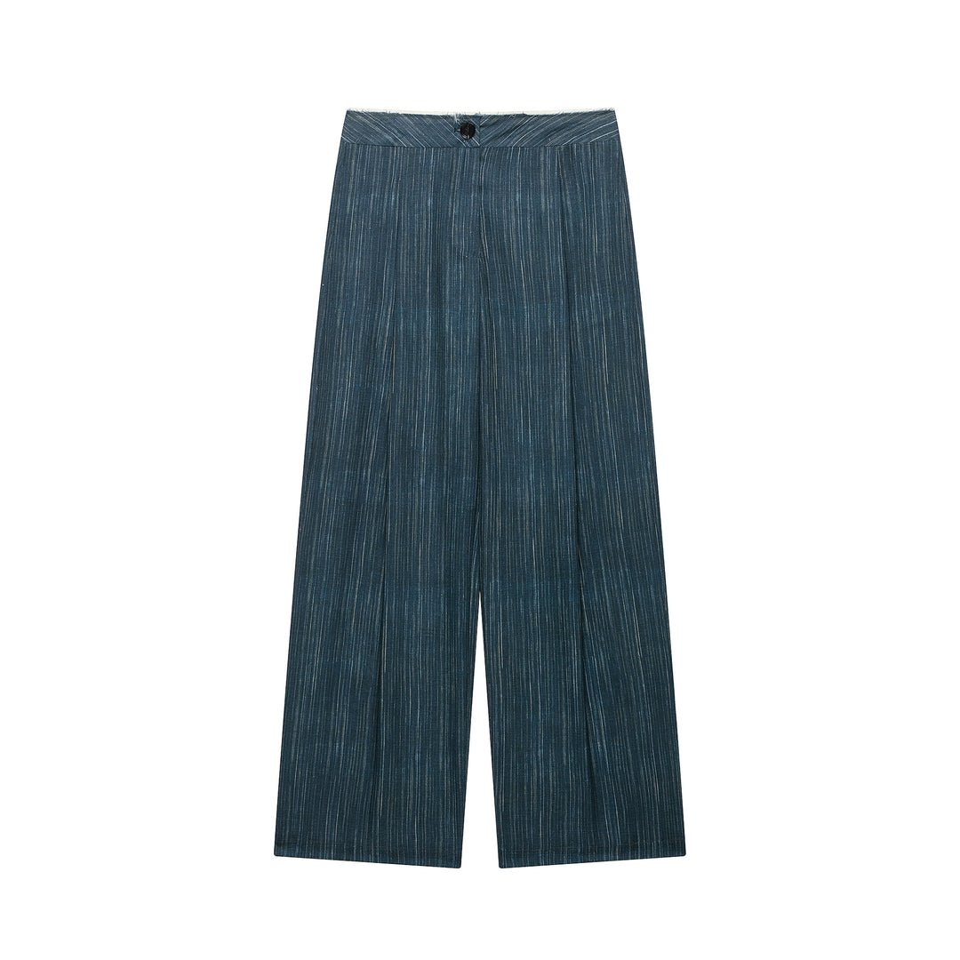 Women's Wide High Waist Trousers with Pinstripes and Wide Leg Mune Fashion