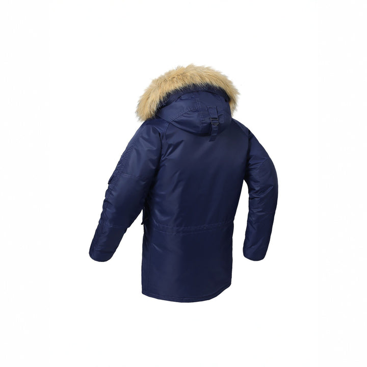 Men's longer insulated parka with faux fur hood and thermal padding Mune Fashion