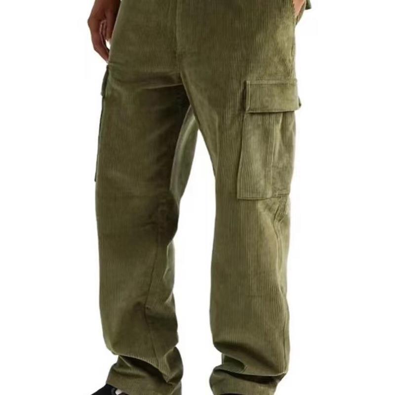Men's cord cargo jogging pants with elastic waistband, drawstring and patch flap pockets Mune Fashion