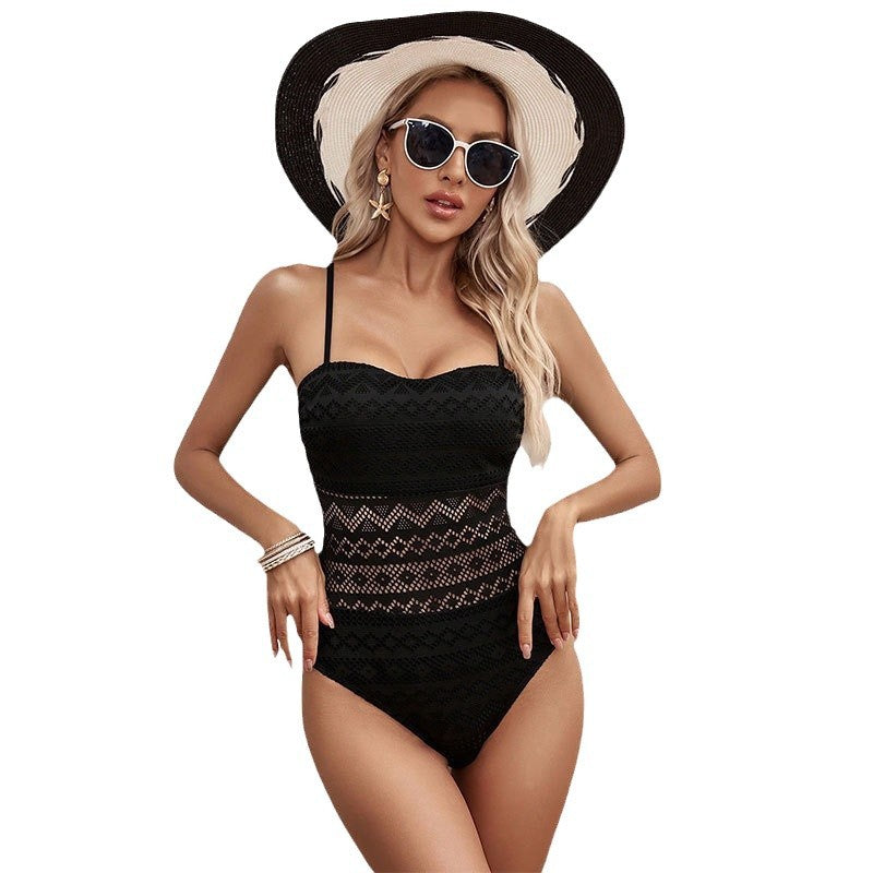Women One-Piece Swimsuit with Refined Crochet Details Mune Fashion
