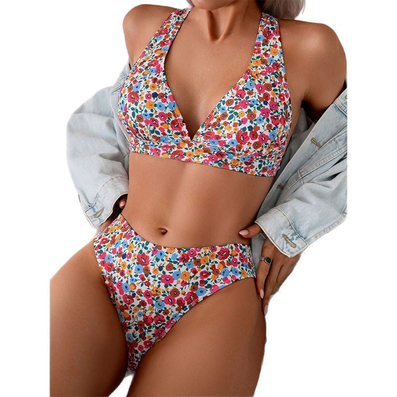 Women's High-Cut Floral Pattern Bikini Mune Fashion