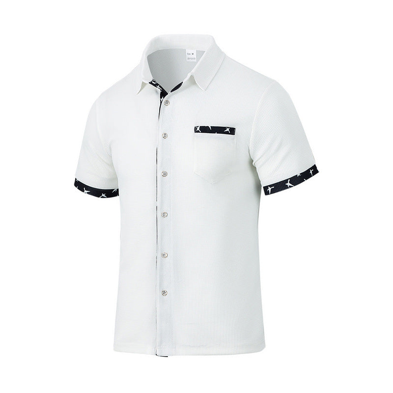 Men's structured short-sleeve shirt with chest pocket and contrast trim Mune Fashion