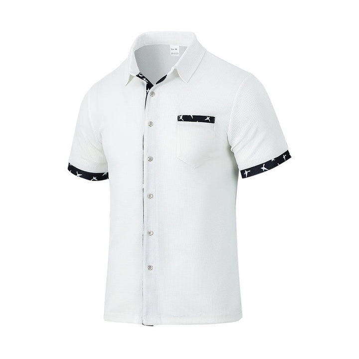 Men's structured short-sleeve shirt with chest pocket and contrast trim Mune Fashion