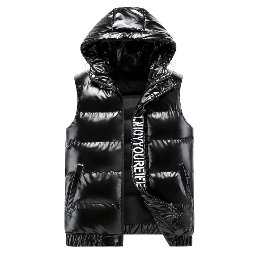Women sleeveless high-gloss quilted vest with hood and thermal insulation Mune Fashion