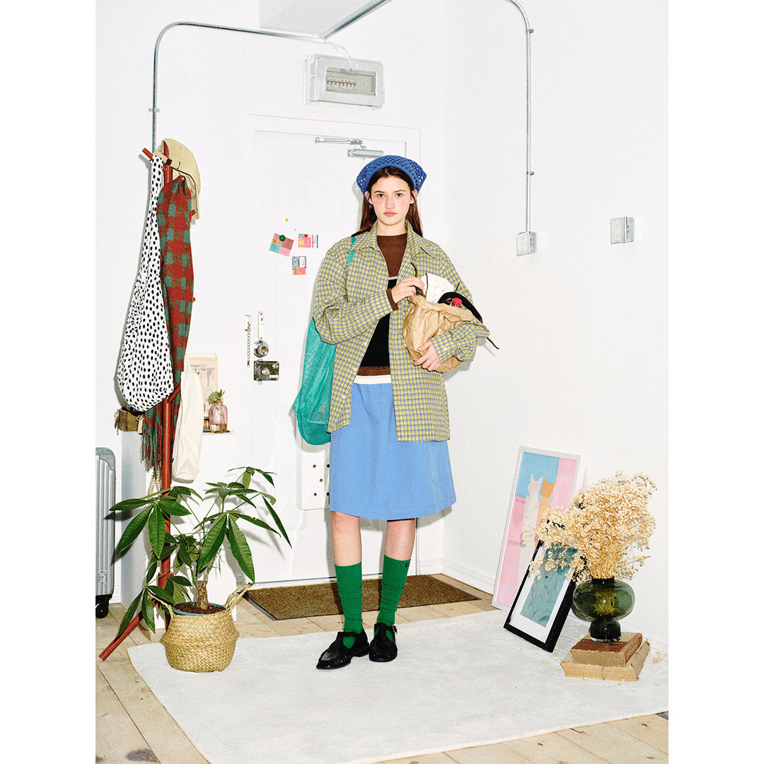 Unisex Oversize Check Shirt with boxy silhouette, straight hem and patch chest pocket Mune Fashion