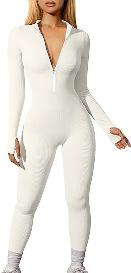 Women's nano figure-hugging rib jumpsuit with high neckline, long sleeves and sculpting seam structure Mune Fashion