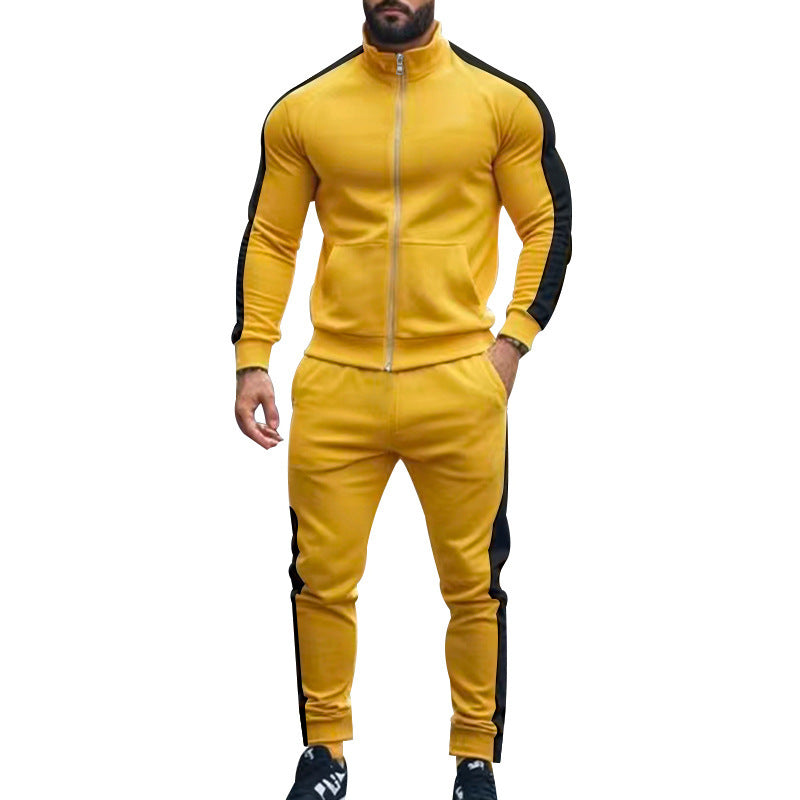 Men's narrow-cut two-piece with stand-up collar zip jacket and tapered drawstring pants Mune Fashion