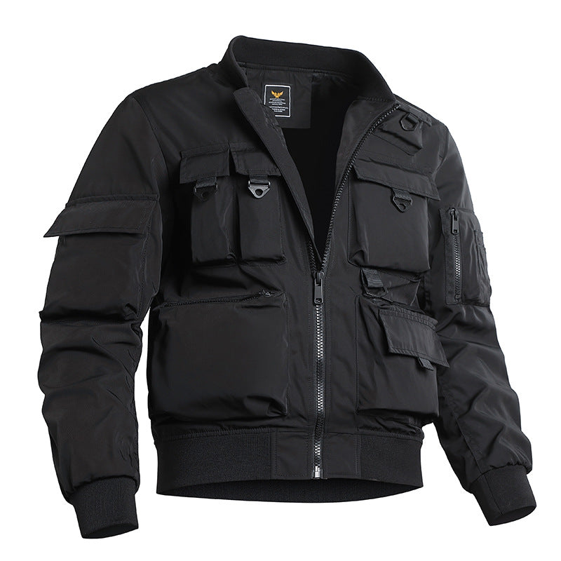 Men's tactical bomber jacket with multiple pockets, water-repellent material and ribbed cuffs Mune Fashion