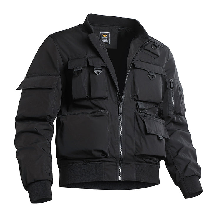 Men's tactical bomber jacket with multiple pockets, water-repellent material and ribbed cuffs Mune Fashion