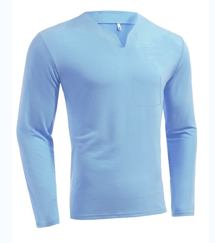 Men's long sleeve shirt with V-neck Slim Fit cotton blend and elastic comfort waistband Mune Fashion