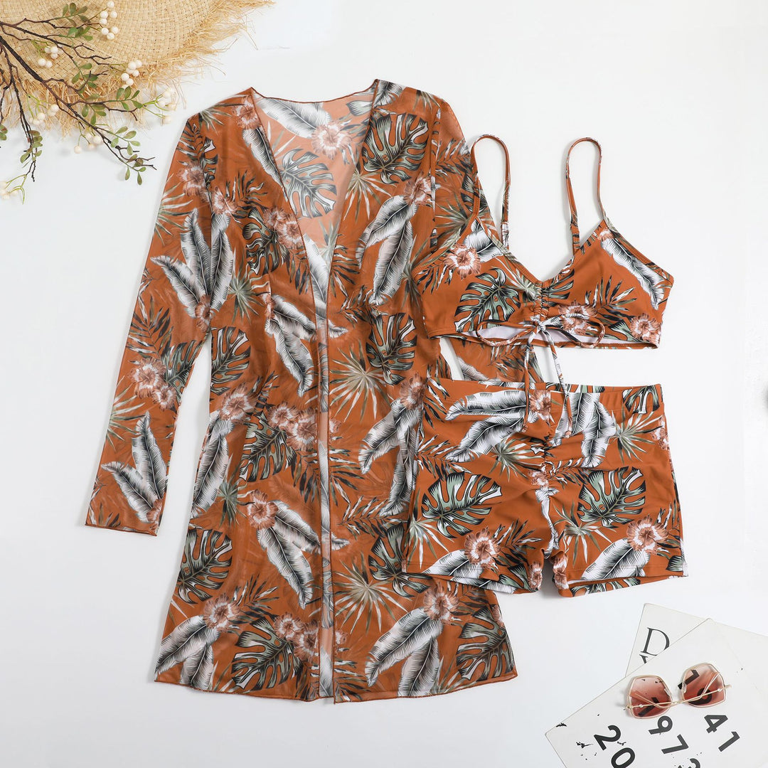 Women’s bikini set with floral top and airy wrap jacket Mune Fashion