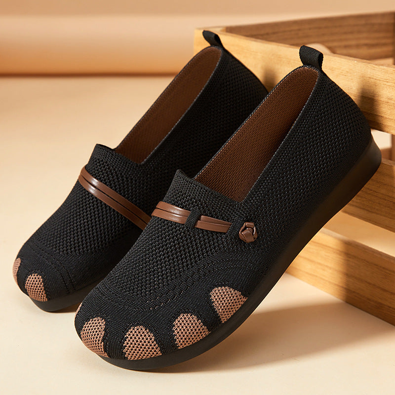 Women's knitted comfort slippers with toe look, elastic entry and shock-absorbing EVA sole Mune Fashion