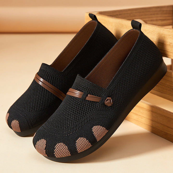 Women's knitted comfort slippers with toe look, elastic entry and shock-absorbing EVA sole Mune Fashion