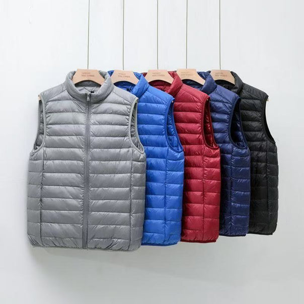 Men's Ultra-light Down-look Padded Vest with Chamber Cut and Stand Collar Mune Fashion