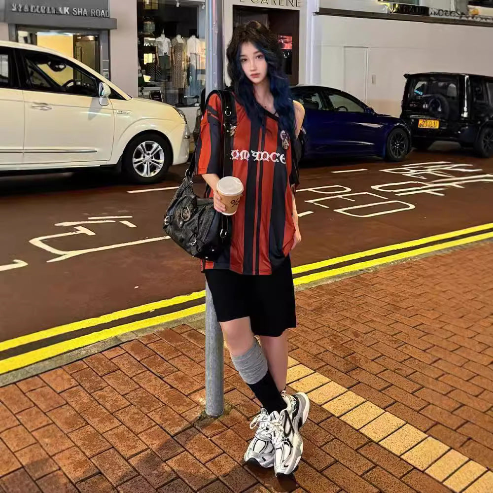Women's oversized sports shirt with lacing detail and breathable mesh Mune Fashion