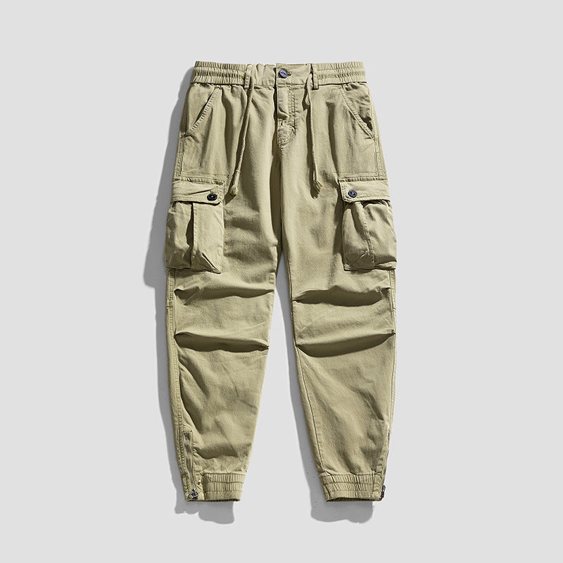 Men's Twill Cargo Jogger with elastic comfort waistband, multiple flap pockets, and zippered ankle Mune Fashion