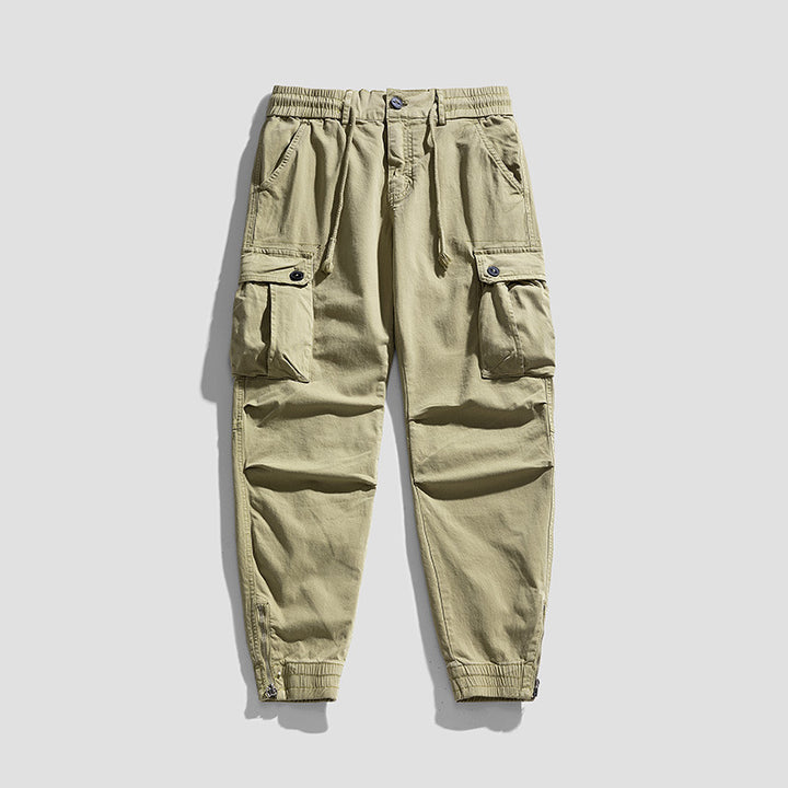 Men's Twill Cargo Jogger with elastic comfort waistband, multiple flap pockets, and zippered ankle Mune Fashion
