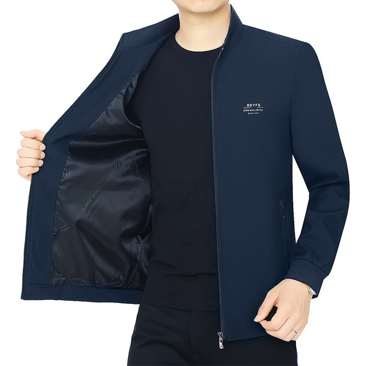 Men's Stand Collar Transitional Jacket with Warm Faux Fur Lining Mune Fashion