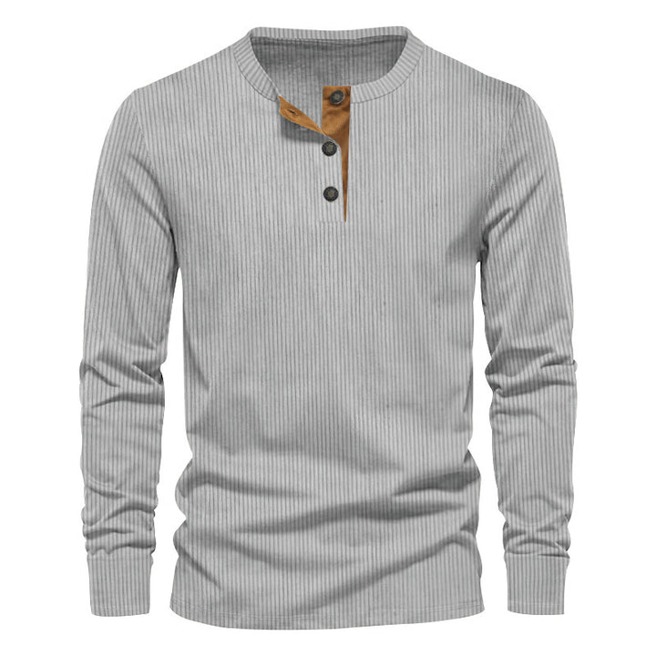 Men's ribbed thermo henley made of cotton blend with three-button placket and elastic cuffs Mune Fashion