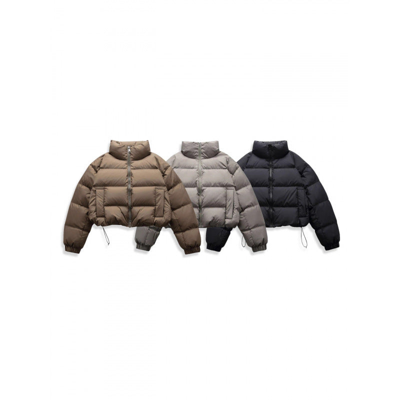 Women's short quilted winter jacket in cropped style with high stand-up collar Mune Fashion