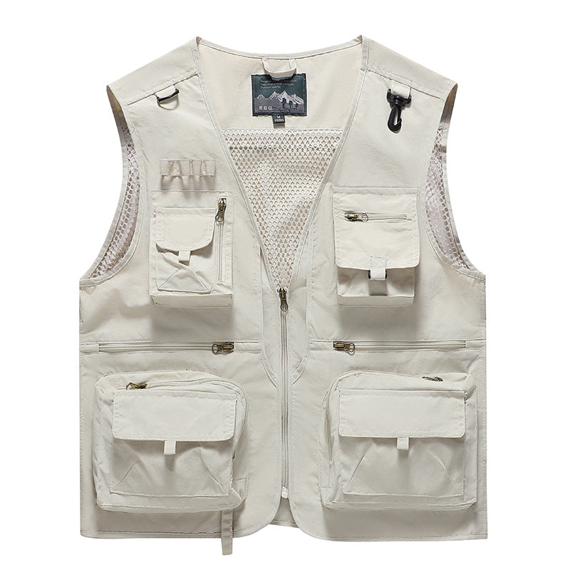 Men's Multifunctional Cargo Utility Vest with numerous zippered pockets and D-rings Mune Fashion