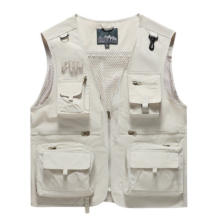Men's Multifunctional Cargo Utility Vest with numerous zippered pockets and D-rings Mune Fashion