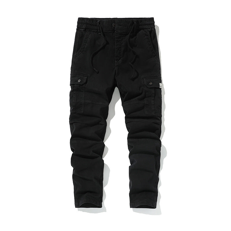 Men Durable Canvas Cargo Pants with Ergonomic Knee Pleats, Drawstring Waistband and Patch Pocket Mune Fashion