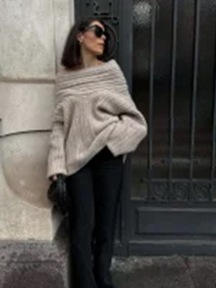 Women's Oversized Chunky Knit Sweater with Hood, Drop Shoulder and Textured Ribbed Look Mune Fashion