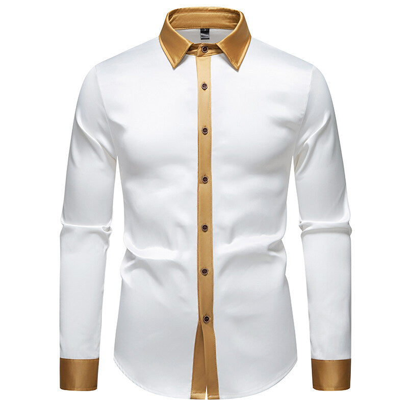 Men's Long-Sleeve Shirt with Modern Satin Details Mune