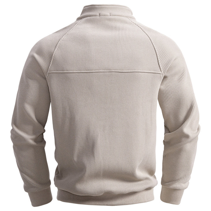 Men's fine ribbed half-zip pullover with stand-up collar, raglan sleeves, and elastic cuffs Mune Fashion